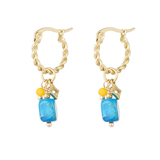 Pendientes de Acero Inoxidable Chapado en Oro BLUE