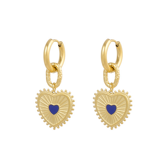 Pendientes de Acero Inoxidable Chapado en Oro BLUE HEART