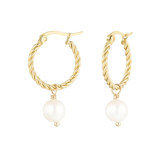 Pendientes de Acero Inoxidable Chapado en Oro ARO PEARL